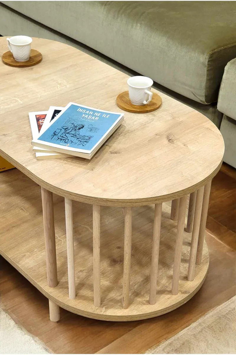 Sofabord Hanah Home Peka Round (90 x 43 x 45 cm) Sapphire Oak - Sapphire Oak - Møbler - Bord - Sofabord