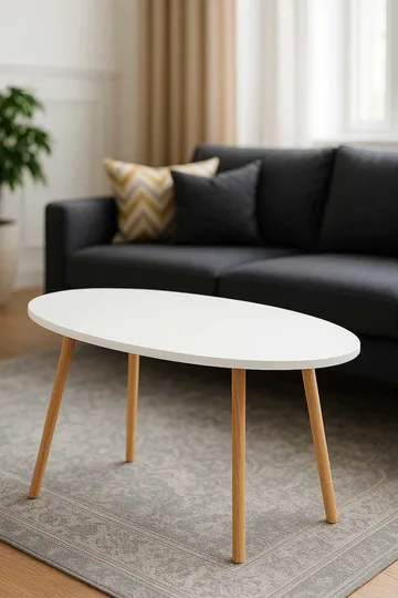 Sofabord Hanah Home Peka Low (90 x 60 x 50 cm) Hvit - Hvit - Møbler - Bord - Sofabord
