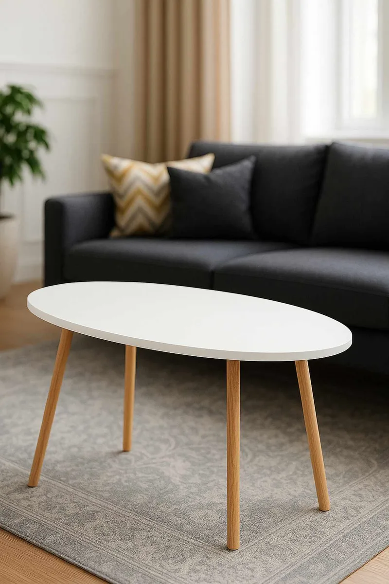 Sofabord Hanah Home Peka Low (90 x 60 x 50 cm) Hvit - Hvit - Møbler - Bord - Sofabord