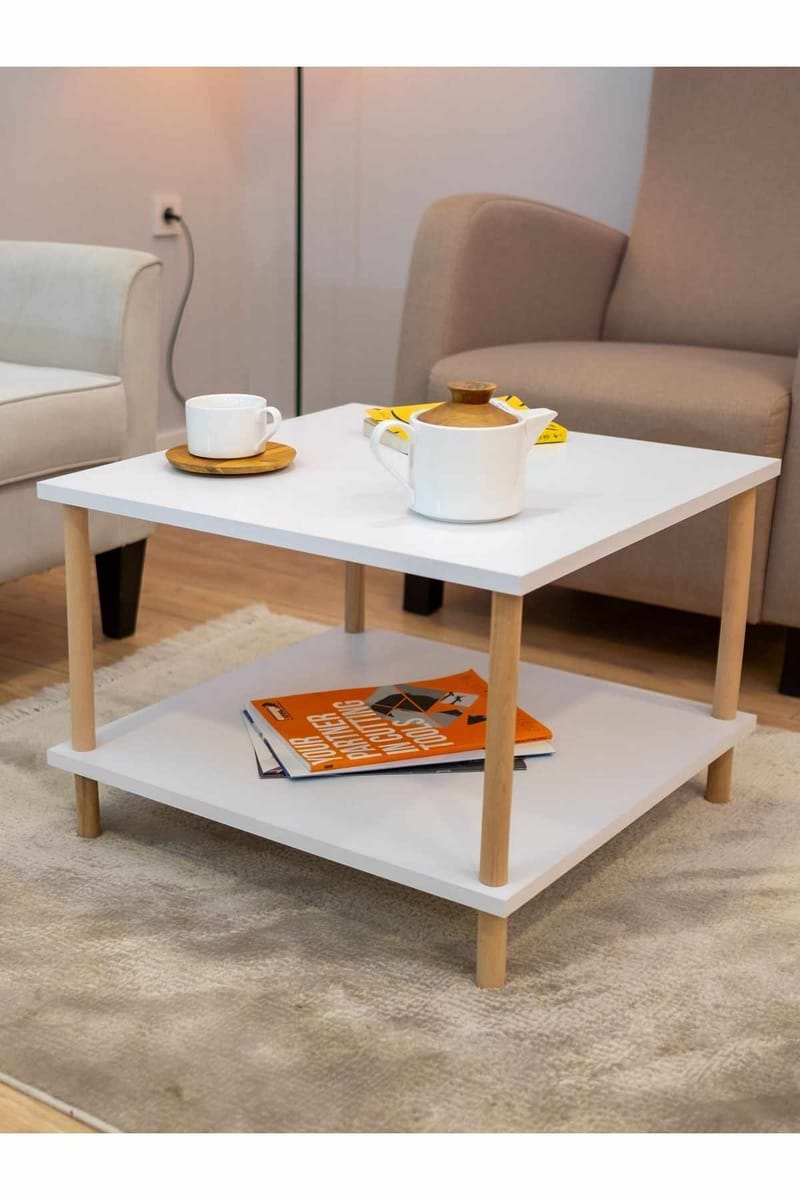 Sofabord Hanah Home Peka Mini (60 x 42,5 x 60 cm) Hvit - Hvit - Møbler - Bord - Sofabord
