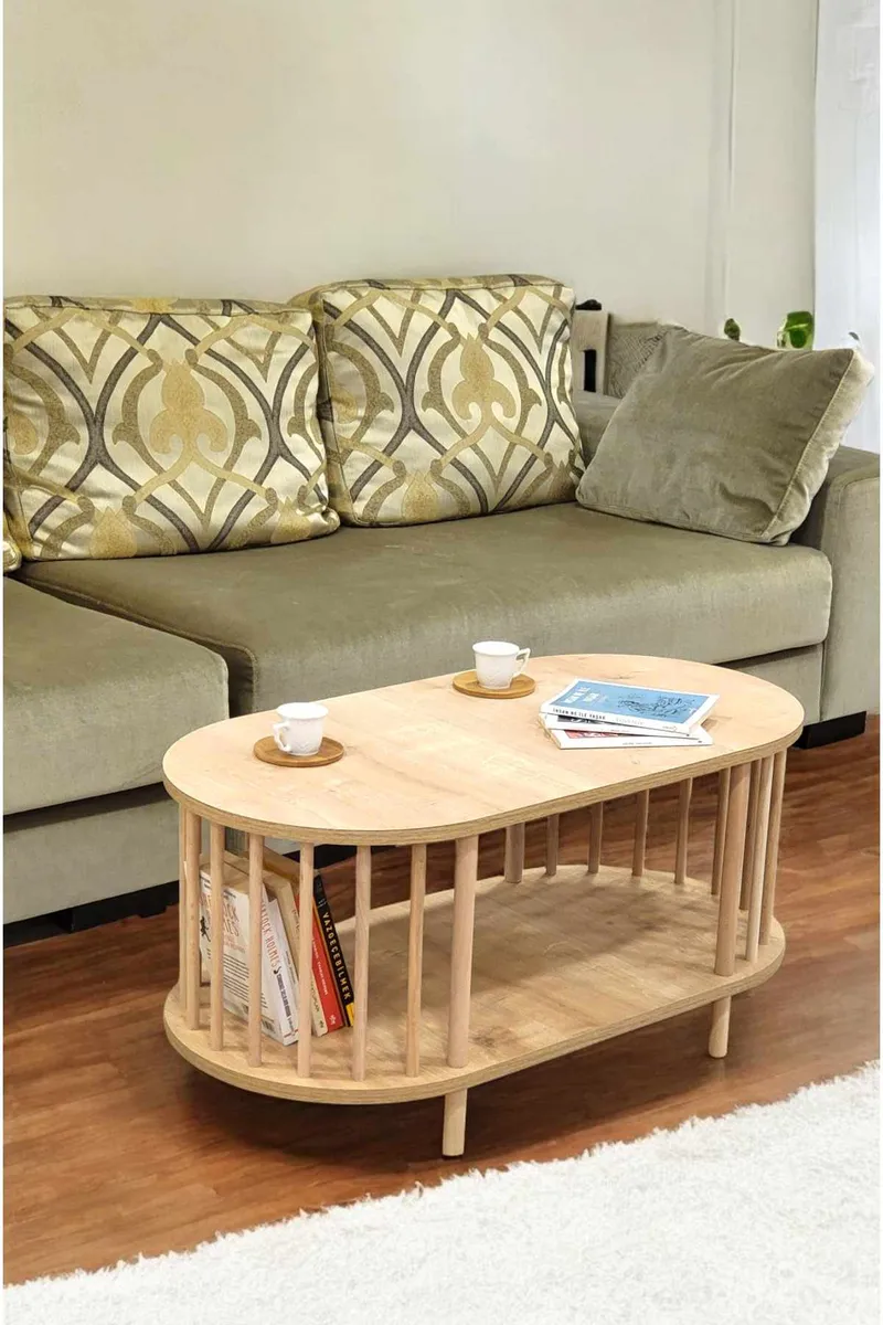 Sofabord Hanah Home Peka Round (90 x 43 x 45 cm) Sapphire Oak - Sapphire Oak - Møbler - Bord - Sofabord