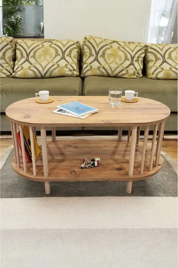 Sofabord Hanah Home Peka Round (90 x 43 x 45 cm) Furu - Furu - Møbler - Bord - Sofabord