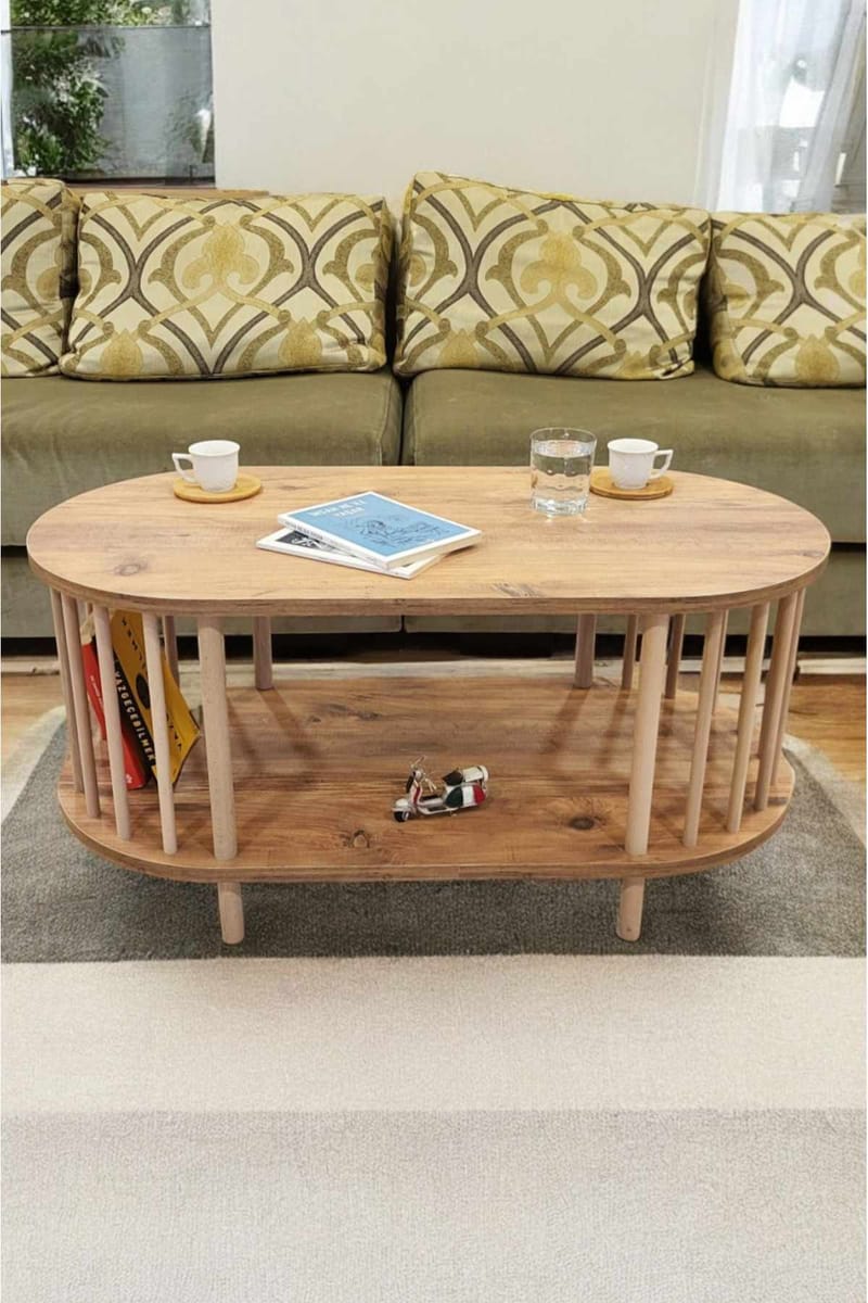 Sofabord Hanah Home Peka Round (90 x 43 x 45 cm) Furu - Furu - Møbler - Bord - Sofabord