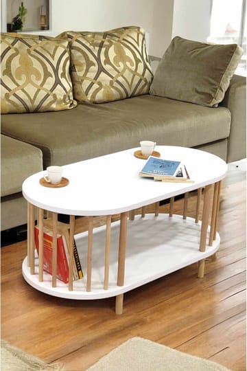 Sofabord Hanah Home Peka Round (90 x 43 x 45 cm) Hvit - Hvit - Møbler - Bord - Sofabord