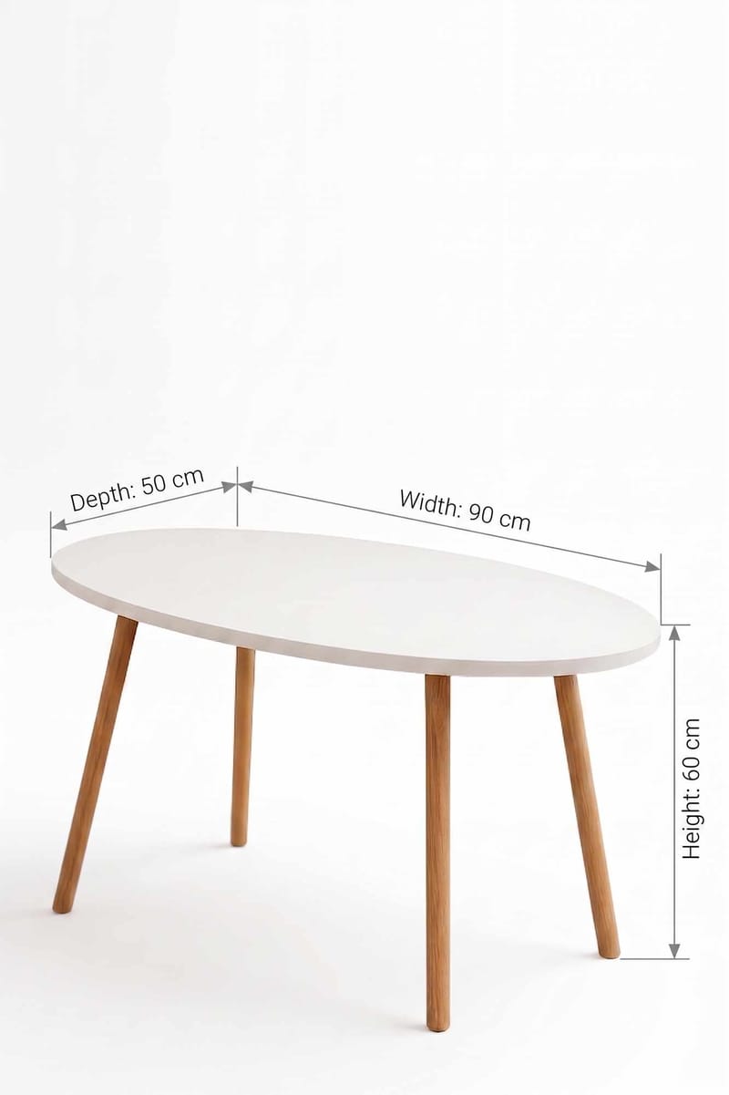 Sofabord Hanah Home Peka Low (90 x 60 x 50 cm) Hvit - Hvit - Møbler - Bord - Sofabord