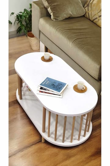 Sofabord Hanah Home Peka Round (90 x 43 x 45 cm) Hvit - Hvit - Møbler - Bord - Sofabord