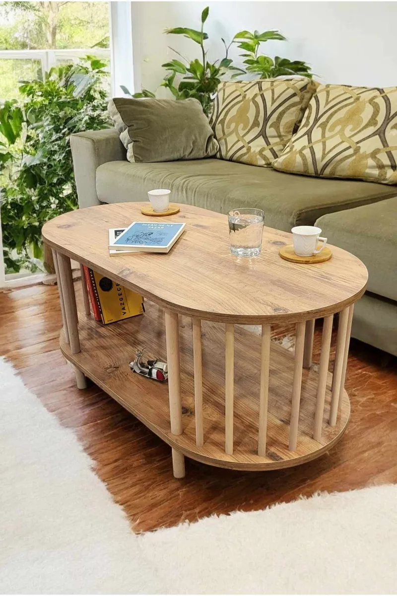 Sofabord Hanah Home Peka Round (90 x 43 x 45 cm) Furu - Furu - Møbler - Bord - Sofabord