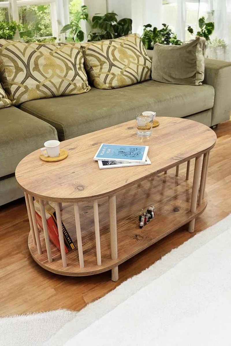 Sofabord Hanah Home Peka Round (90 x 43 x 45 cm) Furu - Furu - Møbler - Bord - Sofabord