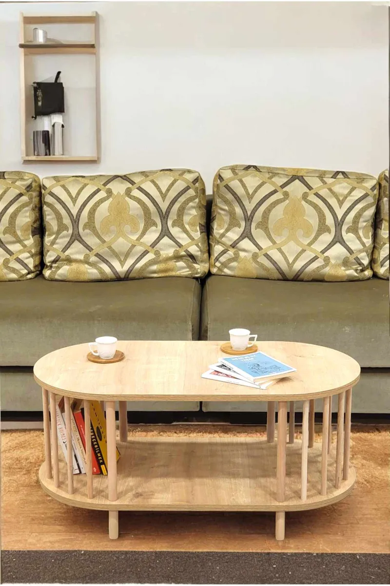 Sofabord Hanah Home Peka Round (90 x 43 x 45 cm) Sapphire Oak - Sapphire Oak - Møbler - Bord - Sofabord
