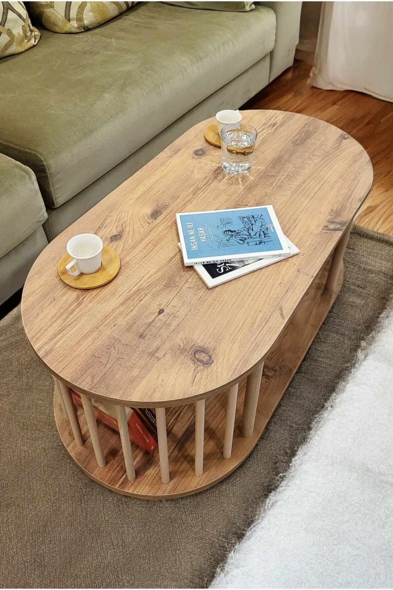 Sofabord Hanah Home Peka Round (90 x 43 x 45 cm) Furu - Furu - Møbler - Bord - Sofabord