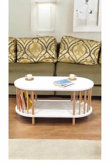 Sofabord Hanah Home Peka Round (90 x 43 x 45 cm) Hvit - Hvit - Møbler - Bord - Sofabord