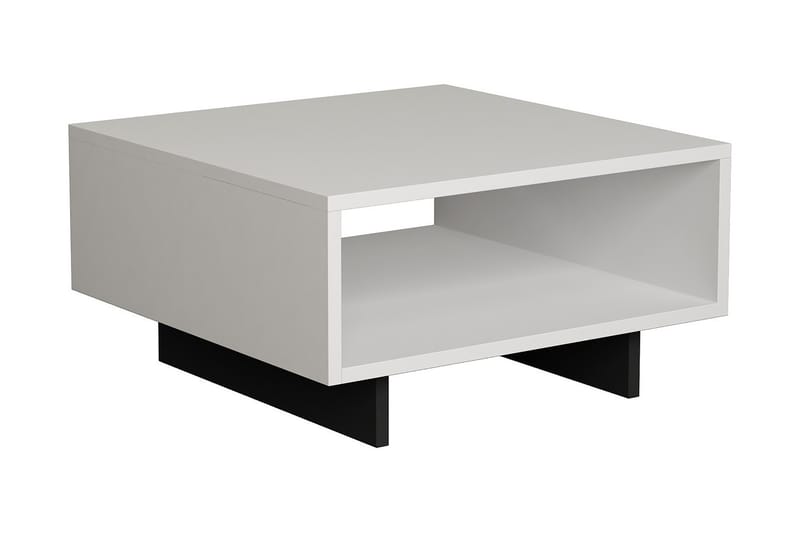 Hapeila Sofabord 60 cm med Oppbevaringshylle - Hvit/Mørkegrå - Sofabord