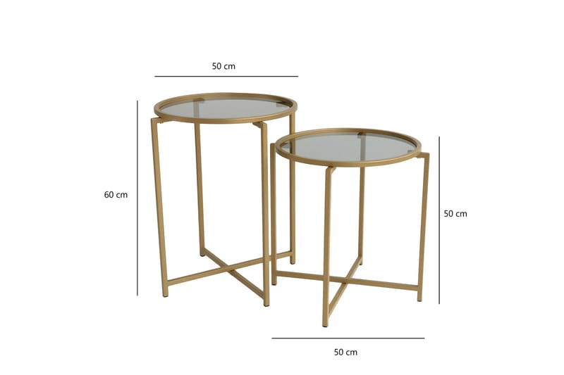 Hardinwre Settbord 50 cm Runt 2- pk - Røykfylt / Gull - Møbler - Bord - Sofabord