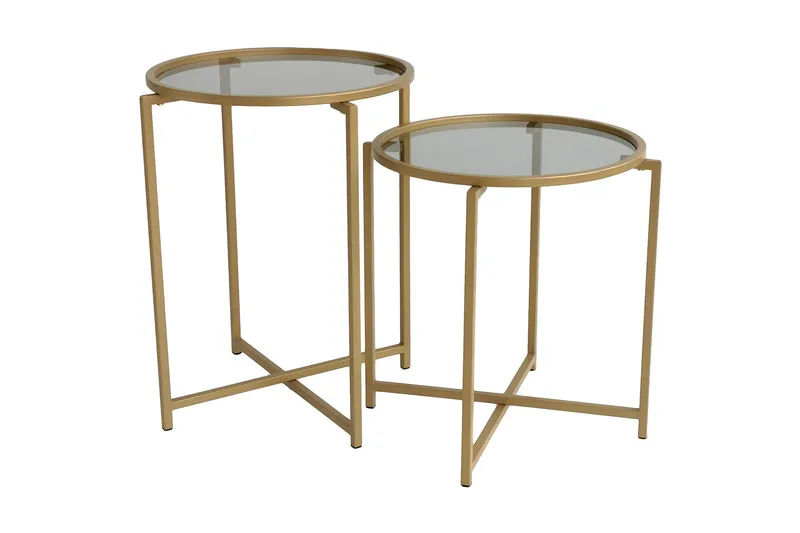 Hardinwre Settbord 50 cm Runt 2- pk, Røykfylt / Gull