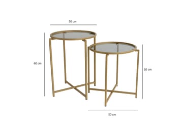 Hardinwre Settbord 50 cm Runt 2- pk - Røykfylt / Gull - Møbler - Bord - Sofabord