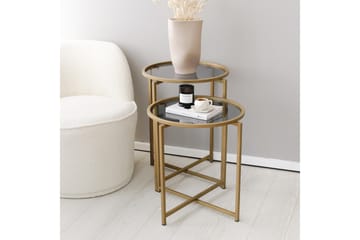 Hardinwre Settbord 50 cm Runt 2- pk - Røykfylt / Gull - Møbler - Bord - Sofabord