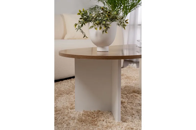 Sofabord Hasina Valnøtt Hvit - Valnøtt Hvit - Møbler - Bord - Sofabord