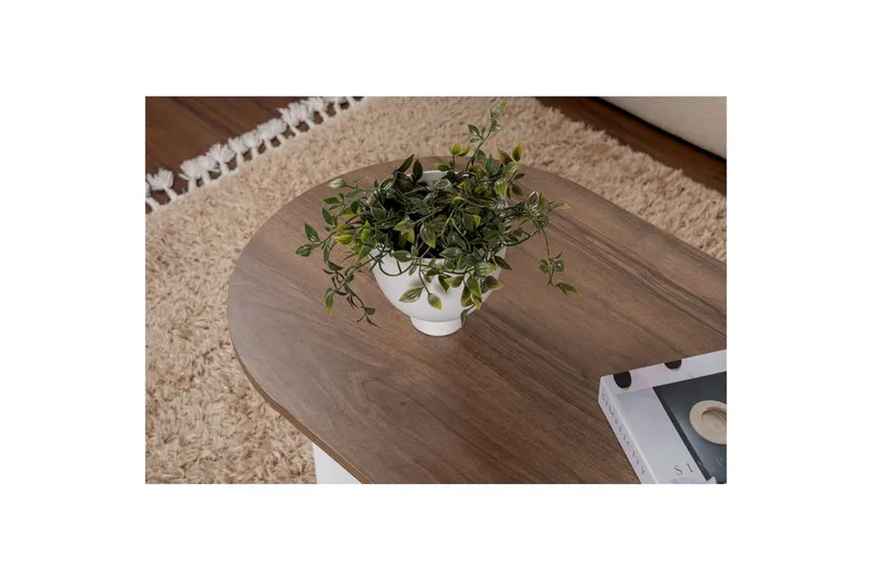 Sofabord Hasina Valnøtt Hvit - Valnøtt Hvit - Møbler - Bord - Sofabord