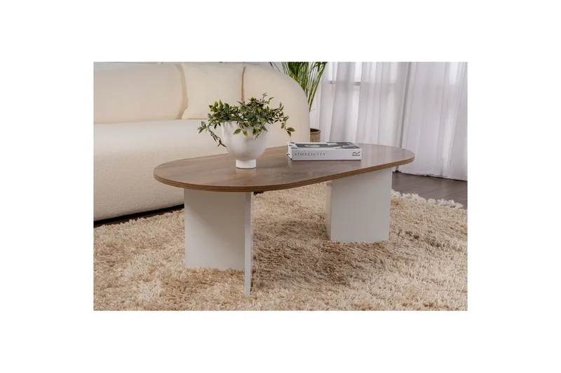 Sofabord Hasina Valnøtt Hvit - Valnøtt Hvit - Møbler - Bord - Sofabord