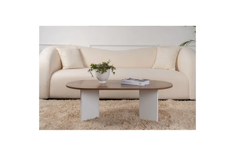Sofabord Hasina Valnøtt Hvit - Valnøtt Hvit - Møbler - Bord - Sofabord
