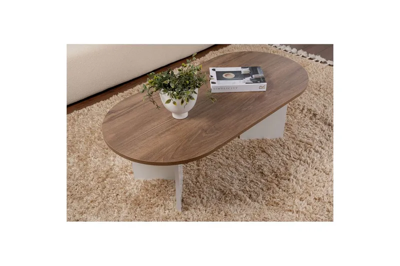 Sofabord Hasina Valnøtt Hvit - Valnøtt Hvit - Møbler - Bord - Sofabord