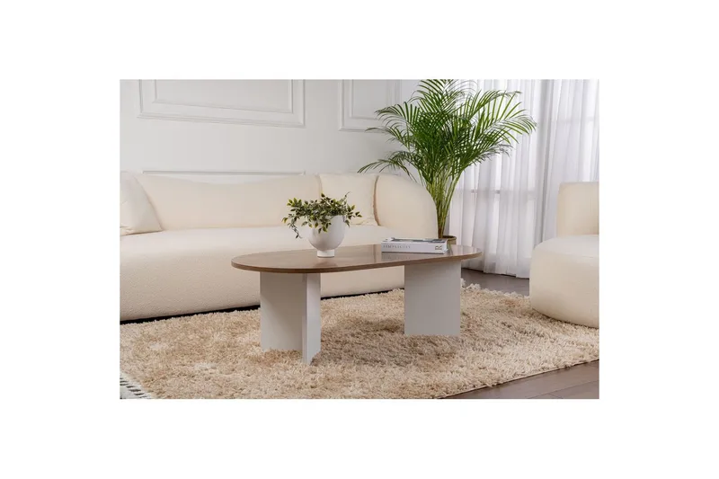Sofabord Hasina Valnøtt Hvit - Valnøtt Hvit - Møbler - Bord - Sofabord