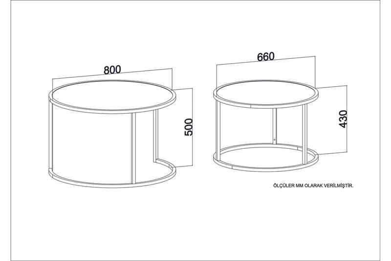 Hejde Settbord 80 cm Rundt 2 Bord - Lysebrun/Svart - Møbler - Bord - Sofabord