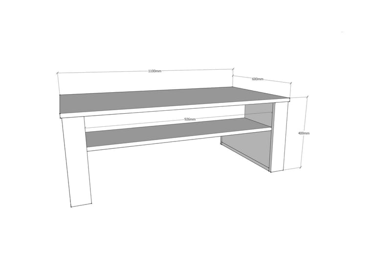 Hejde Sofabord 110 cm med Oppbevaringshylle - Brun/Grå - Sofabord
