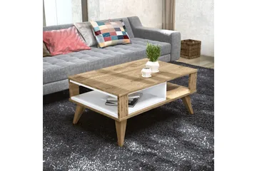 Hejde Sofabord 90 cm med Oppbevaringshylle - Brun/Hvit - Møbler - Bord - Sofabord