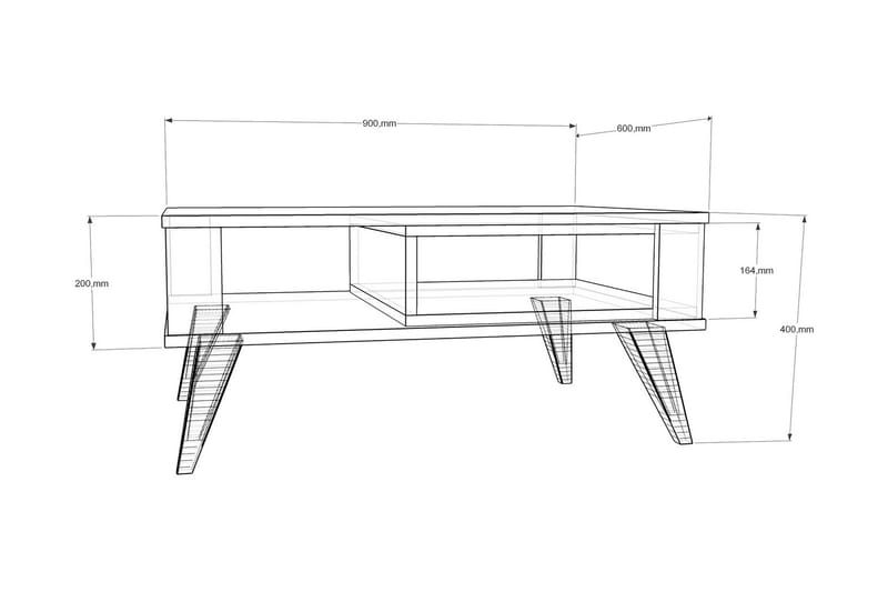 Hejde Sofabord 90 cm med Oppbevaringshylle - Brun/Hvit - Møbler - Bord - Sofabord