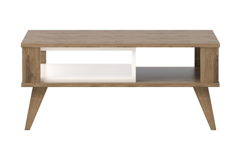 Hejde Sofabord 90 cm med Oppbevaringshylle - Brun/Hvit - Sofabord