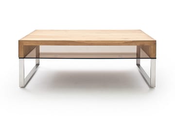 Hilaryn Sofabord 110 cm med Oppbevaringshylle - Glass/Natur/Metall - Møbler - Bord - Sofabord