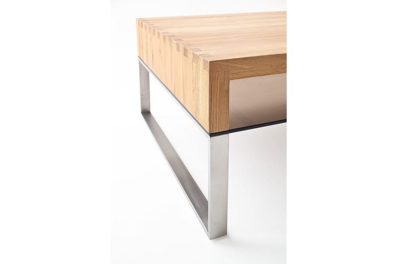 Hilaryn Sofabord 110 cm med Oppbevaringshylle - Glass/Natur/Metall - Møbler - Bord - Sofabord
