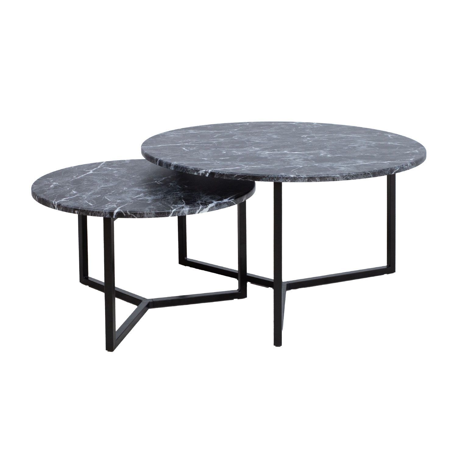 Sofabord HOME4YOU AKIRA 2 stk. sett 80x45 cm 60x37 cm Mørk grå - Mørkegrå