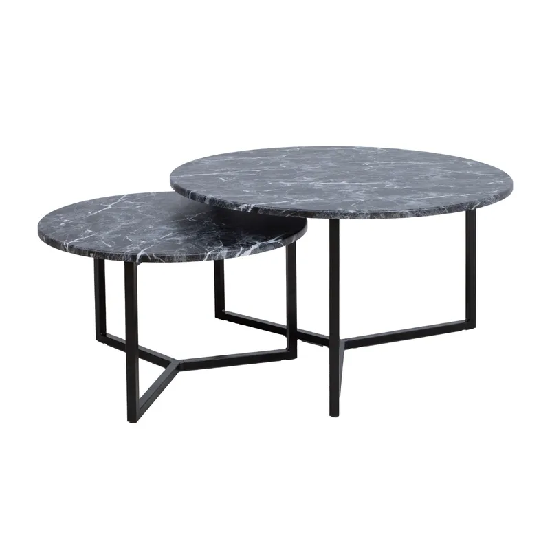 Sofabord HOME4YOU AKIRA 2 stk. sett 80x45 cm 60x37 cm Mørk grå, Mørkegrå