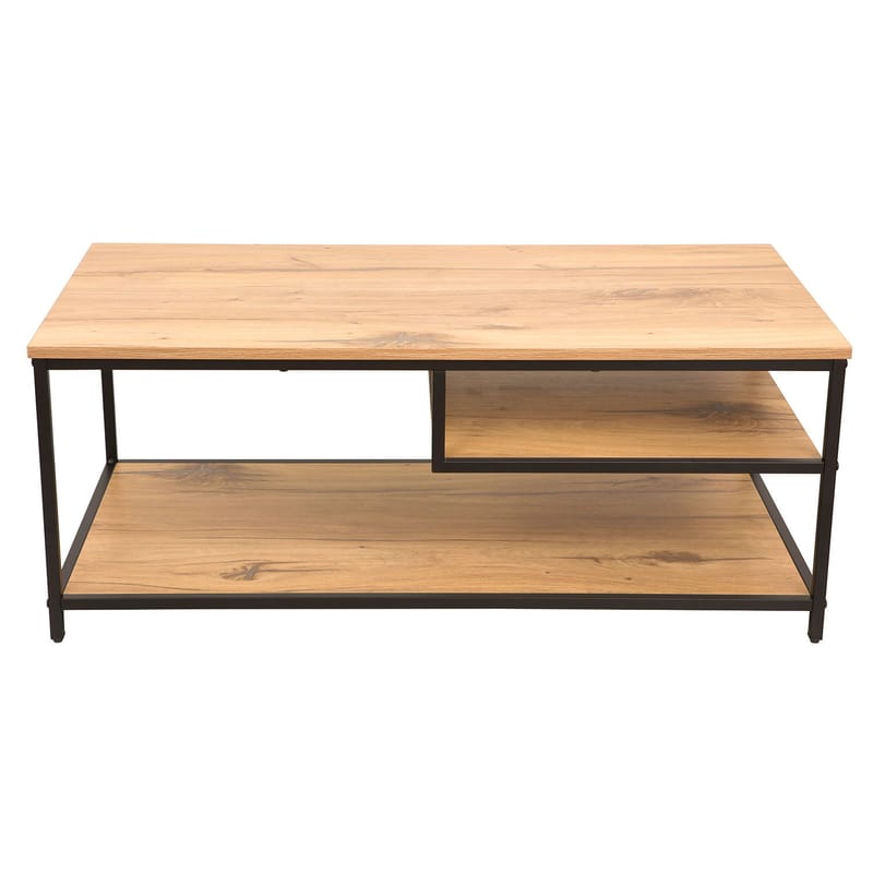 Sofabord HOME4YOU Dimitra 100x50x40 cm rustikk/svart - Lyst rustikt tre / svart - Møbler - Bord - Sofabord