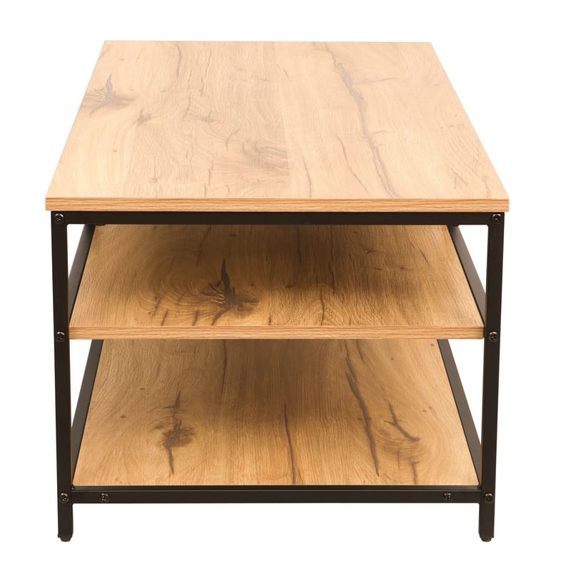 Sofabord HOME4YOU Dimitra 100x50x40 cm rustikk/svart - Lyst rustikt tre / svart - Møbler - Bord - Sofabord