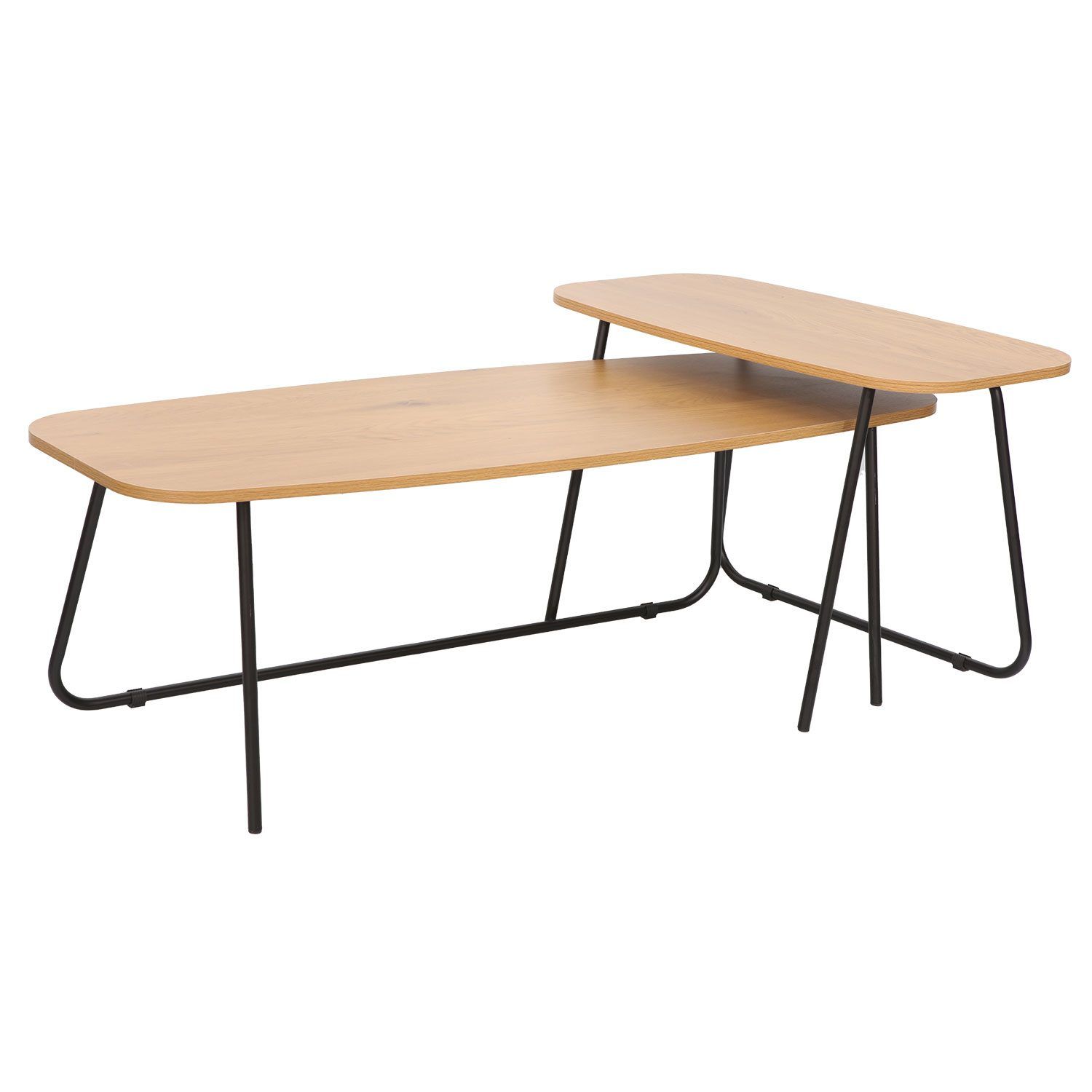 Sofabord HOME4YOU Duo 2 stk. 120x48x40 cm 75x40xh48 cm Ask/svart - ask/svart