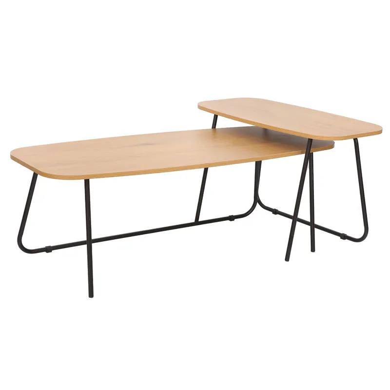 Sofabord HOME4YOU Duo 2 stk. 120x48x40 cm 75x40xh48 cm Ask/svart, ask/svart