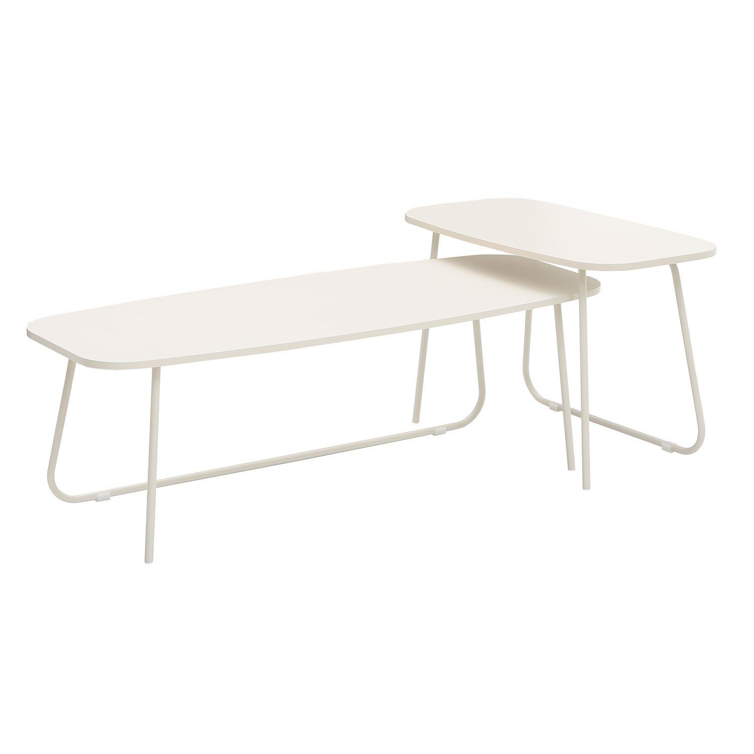 Sofabord HOME4YOU Duo 2 stk. 120x48x40 cm 75x40xh48 cm Lyst tre/beige - lyst tre/beige