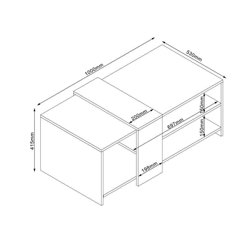 Sofabord HOME4YOU Hannes 100x53x41,5 cm rustikk / hvit melamin - Lyst rustikt tre / hvit - Møbler - Bord - Sofabord