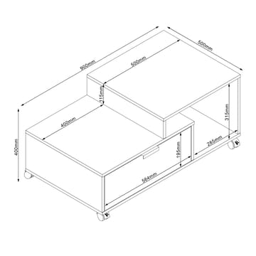 Sofabord HOME4YOU Hannes 90x50x40 cm rustikk / svart melamin - Lyst rustikt tre / svart - Møbler - Bord - Sofabord