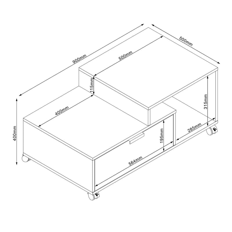 Sofabord HOME4YOU Hannes 90x50x40 cm rustikk / svart melamin - Lyst rustikt tre / svart - Møbler - Bord - Sofabord