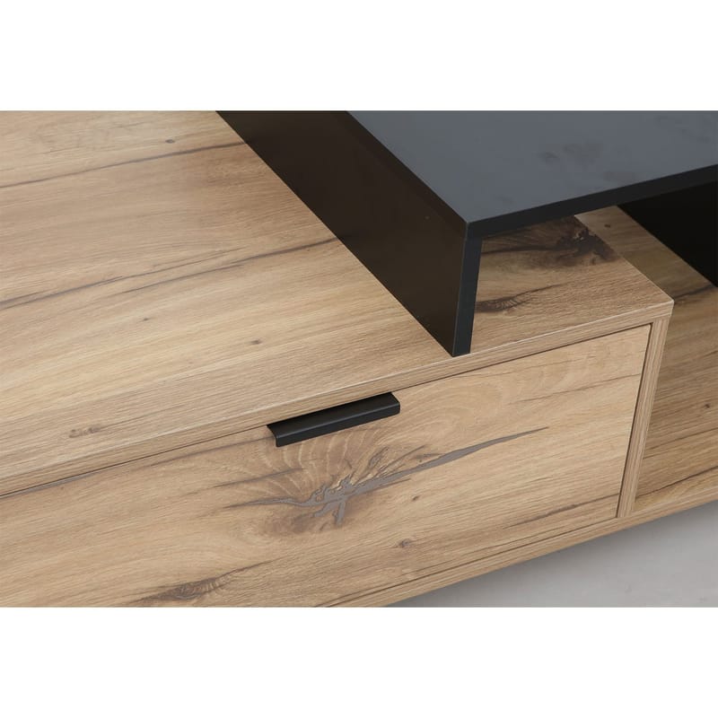 Sofabord HOME4YOU Hannes 90x50x40 cm rustikk / svart melamin - Lyst rustikt tre / svart - Møbler - Bord - Sofabord