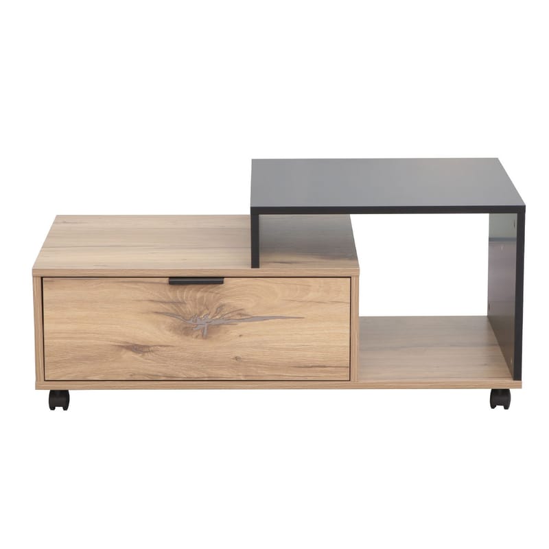 Sofabord HOME4YOU Hannes 90x50x40 cm rustikk / svart melamin - Lyst rustikt tre / svart - Møbler - Bord - Sofabord