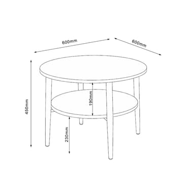 Sofabord HOME4YOU Hector ask/svart 60x60x45 cm - ask/svart - Møbler - Bord - Sofabord