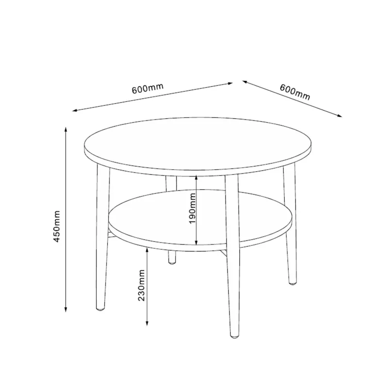 Sofabord HOME4YOU Hector ask/svart 60x60x45 cm - ask/svart - Møbler - Bord - Sofabord