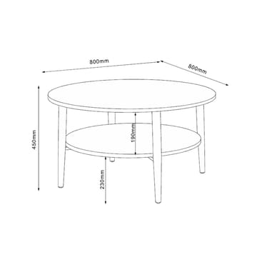 Sofabord HOME4YOU Hector ask/svart 80x80x45 cm - ask/svart - Møbler - Bord - Sofabord