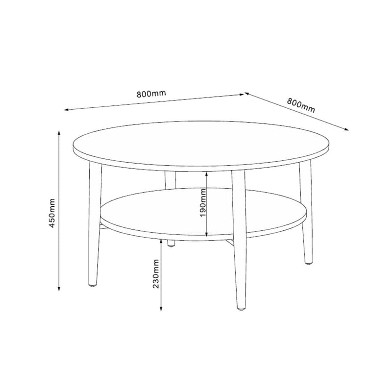 Sofabord HOME4YOU Hector ask/svart 80x80x45 cm - ask/svart - Møbler - Bord - Sofabord