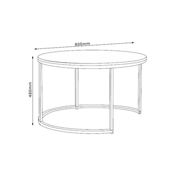 Sofabord HOME4YOU Hedvig 2 stk. sett, ask/svart - Ask / svart - Møbler - Bord - Sofabord